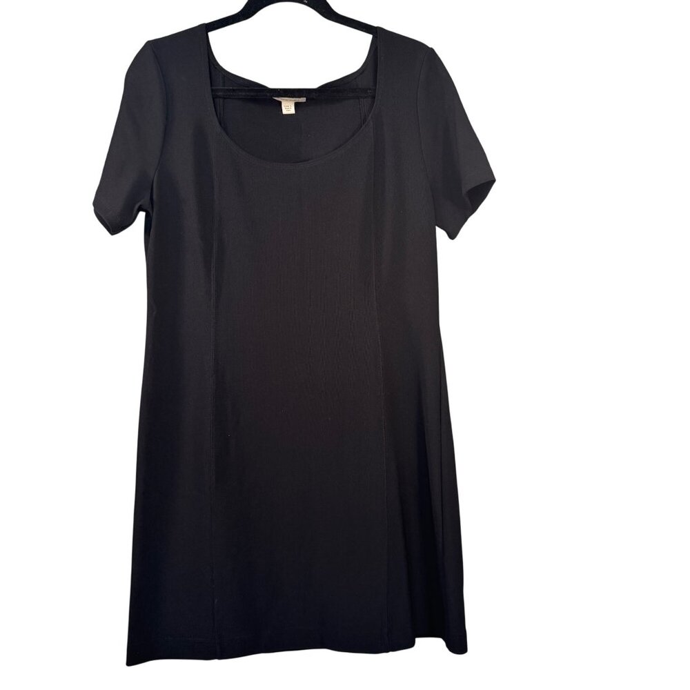 Boston Proper Size L Black Short Sleeve Scoop Neck Dress Nylon/Spandex Blend